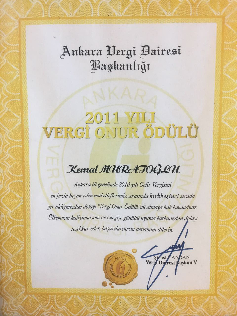 Kemal Muratoğlu Aldığı Ödüller Kemal Muratoğlu Aldığı Ödüller